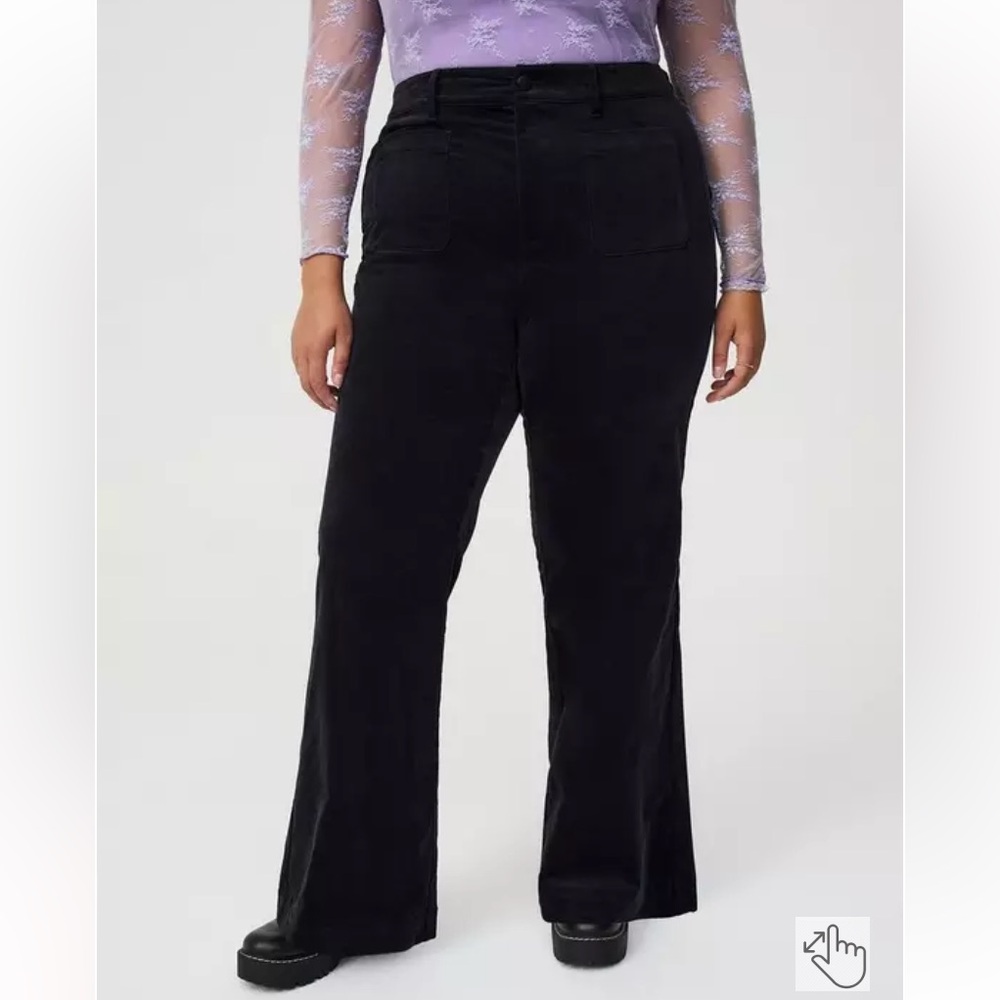 Torrid size 10 Flare Stretch Velveteen High Rise Pant Black